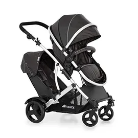 hauck Passeggino Doppio Duett 2 - Passeggino Gemellare con Seduta Reversibile e Convertibile in Navicella Neonato - Manubrio Regolabile in Altezza - Parapioggia Incluso - Nero