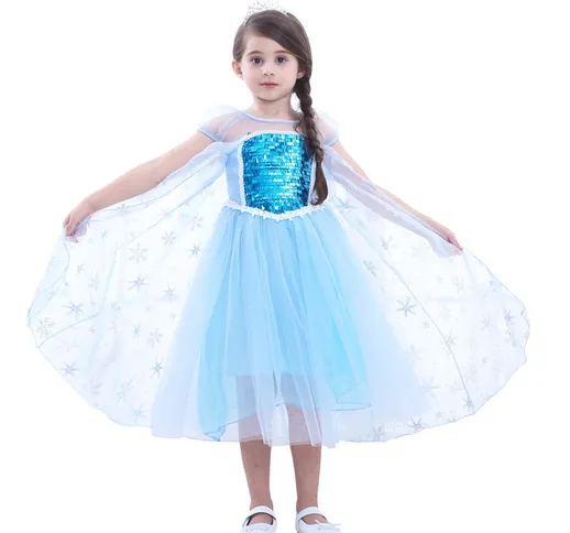 Frozen Frozen Ice Queen Aisha vestito da principessa con paillettes Elsa vestito soffice g...