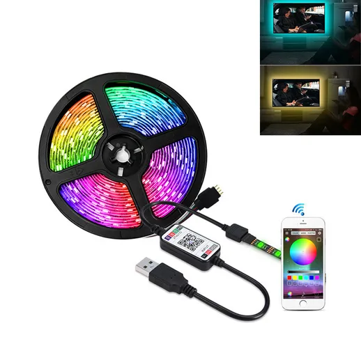 Luce di sfondo TV LED5050 con controller bluetooth USB 5V luce RGB colorata con luce domes...