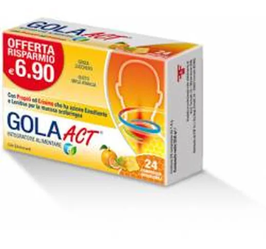 Gola Act Integratore Per la Gola ad Azione Emolliente e Lenitiva Gusto Miele e Arancia