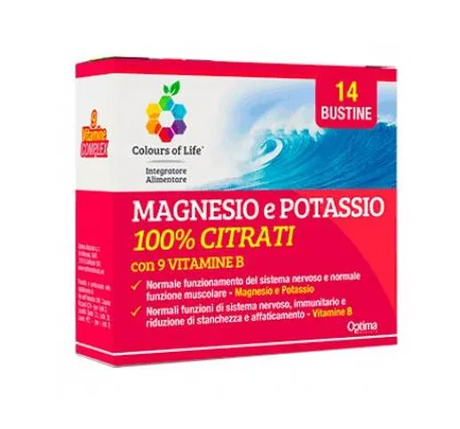 Magnesio e Potassio 100% Citrati con Vitamina B 14 Bustine