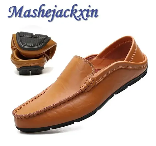 New Comfortable Genuine Leather Mens Casual Shoes Breathable Anti Slip Men Loafers Moccasi...