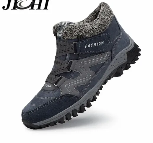 JICHI 2020 Men's Winter Boots Fashion Plush Men's boots Keep Warm Breathable Non-slip Work...