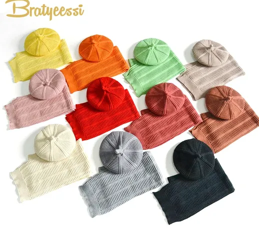 New 2020 Baby Hat Scarf Set for Girls Autumn Winter Kids Cap Scarves Set Baby Girl Hat Kni...