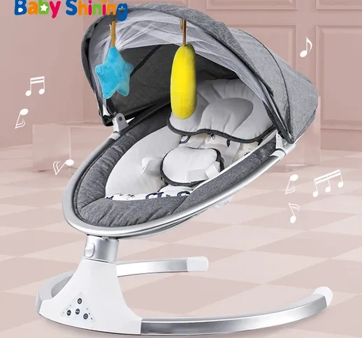 Baby Shining Smart Electric Baby Cradle Crib Rocking Chair Baby Bouncer Newborn Calm Chair...