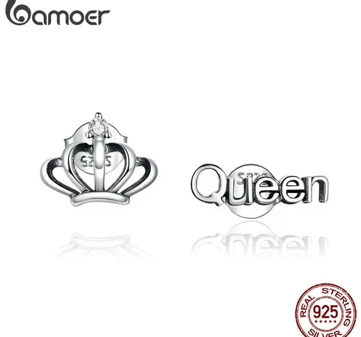 bamoer Simple Crown silver Stud Earrings for Women 925 Sterling Silver Ear Pins Jewelry 20...