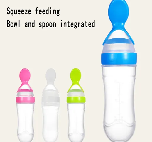 Baby Squeezing Feeding Spoon Safe Silicone New Born Training Rice Bottle Cereal Food Suppl...