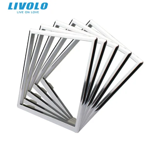 Livolo EU Standard Socket Accessory, Decorative Frame For Socket, One pack/5pcs ,Silver/Wh...