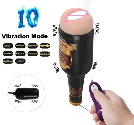 Beer Bottle Masturbation Cup Sex Toy For Men Soft Safe Silicone Male Masturbator Realistic...