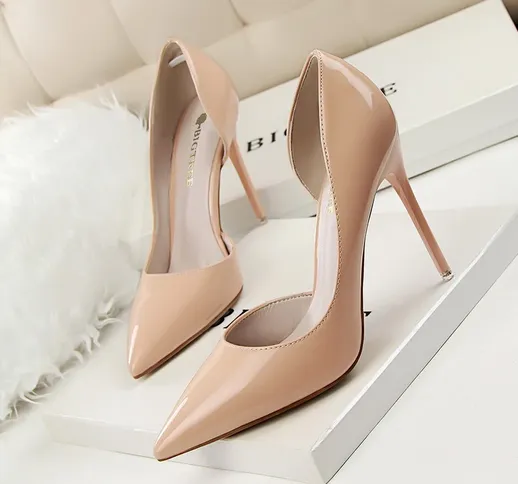 New 2019 Women pumps Elegant pointed toe patent leather office lady Shoes Spring Summer Hi...