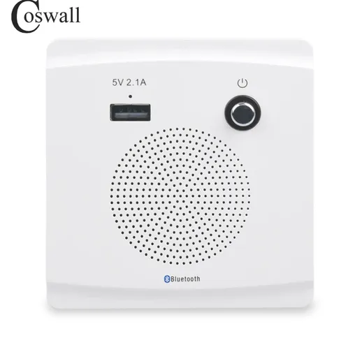 COSWALL Wall Embedded Wireless Bluetooth Speaker With USB Charger Port For Mobile 5V 2.1A...