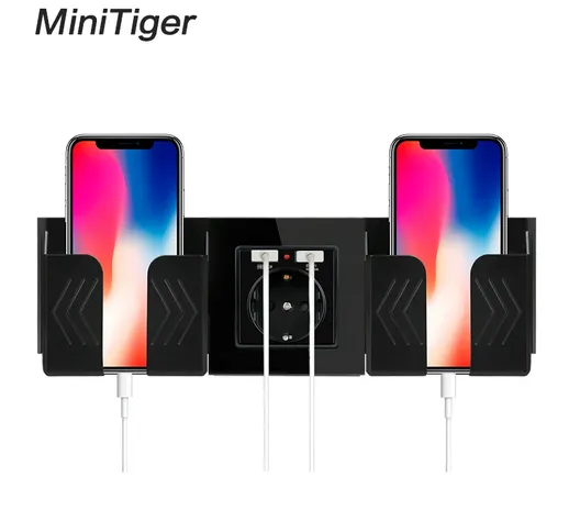 Minitiger Black Grey Wall Socket Phone Holder Smartphone Accessories Stand Support For Mob...