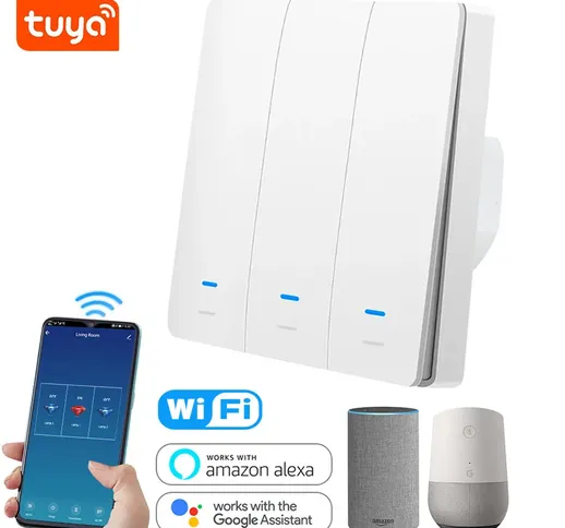 Tuya WiFi Smart Switch 86 EU Light Switch Work with Alexa Google Home 1 2 3 gang 2200W Wal...