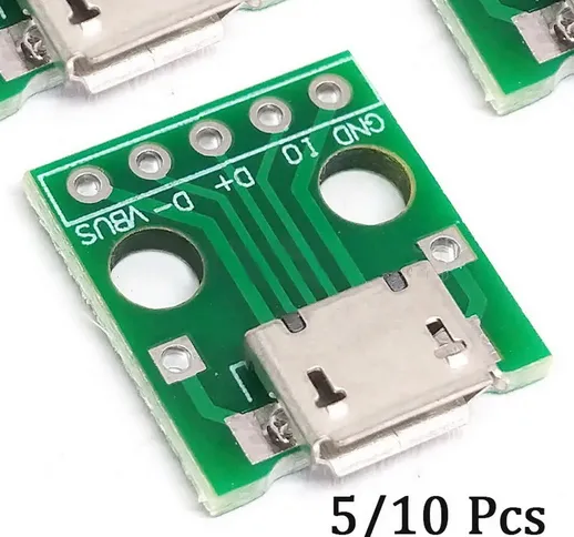 10PCS MICRO USB To DIP Adapter 5pin Female Connector B Type PCB Converter Breadboard Switc...