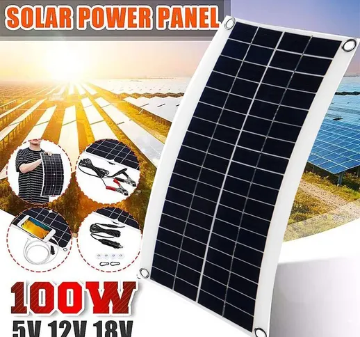 100W 18V Portable Solar Panel Double USB Power Bank Board External Battery Charging Solar...