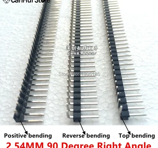 2.54MM 1*40P 1X40P 90 degree Right angle Single Row Male Pin Header Positive/Reverse/Top b...