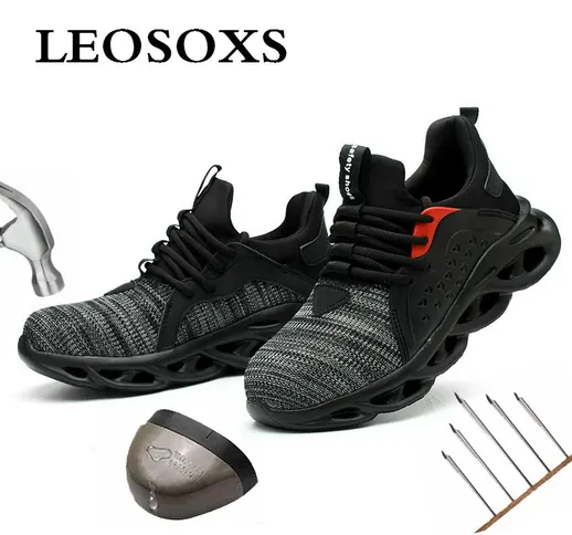 Leoxose Men Light Sneaker Indestructible Steel Toe Soft Anti-piercing Work Boots men shoes...