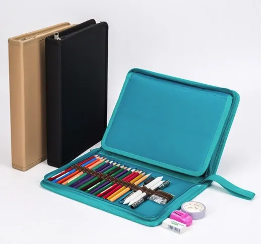 36/48/72 Holes Pencil case Canvas School Pencil Case Marker Storage Box Folded pencil case...