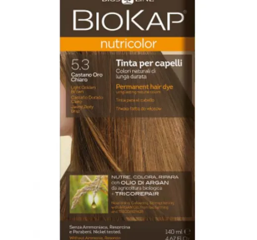 BiosLine Biokap Nutricolor Delicato Tintura Per Capelli Colore 5,3 New Castano Oro Chiaro