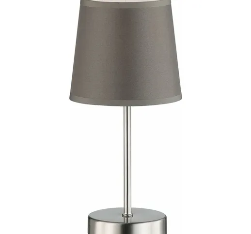 1 lampada da tavolo, trasparente, grigia, diametro 14 cm, altezza 32 cm, paralume in tessu...