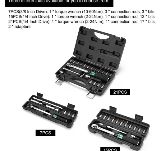 10-60N.m 3/8 di pollice Drive 7 PCS Set di punte per chiavi dinamometriche preimpostate a...