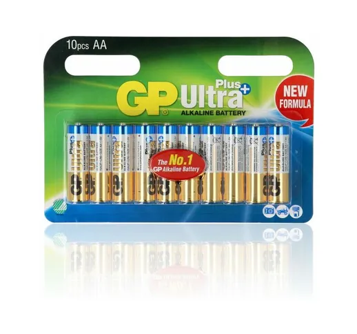 10 Batterie Gp Ultra Plus Alkalina, 1.5V, 15Aup/Lr6, Stilo aa, Blister