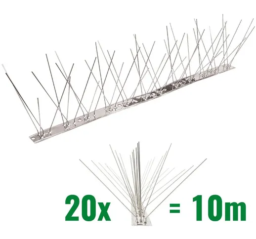 Pestsystems - 10 metri Dissuasori di picchi anti-piccione V2A con base di acciaio inossida...