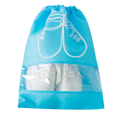 10 pezzi borsa portaoggetti per scarpe non tessuto con coulisse antipolvere impermeabile d...