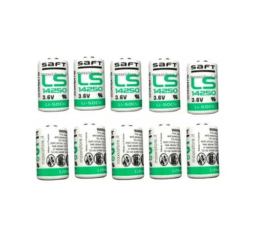 Saft 10 pile batterie LS14250 litio 1/2 AA mezza stilo SAFT 3.6 V - 1200 mAh