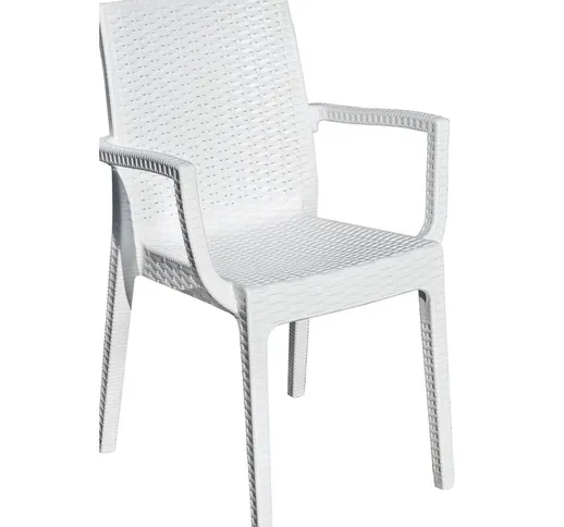 10 Poltrone Sedia Resina Siesta Bianco Effetto Rattan Per Terrazzi Bar