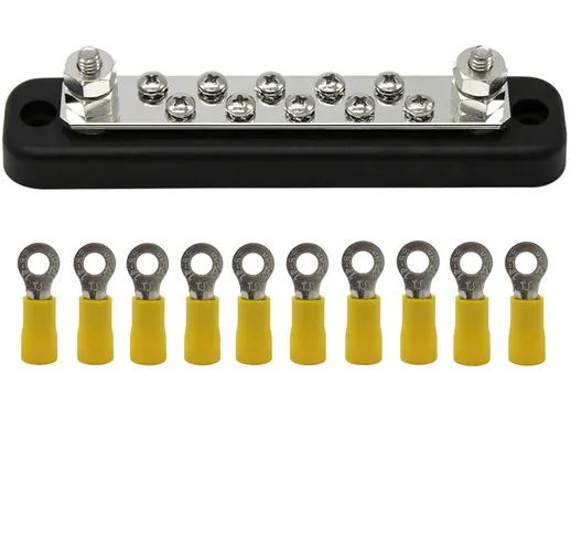 10 Screw Terminal Ground Distribution Block kits Line Buss Bar DC 150A AC 130A,modello:10