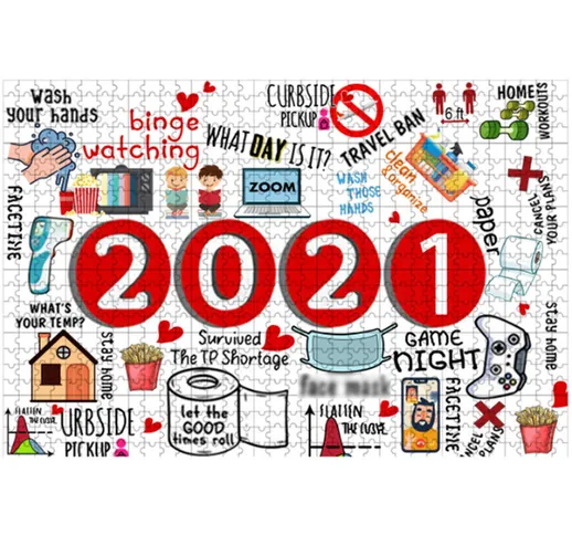 Asupermall - 1000 Pz Puzzle 2020/2021 Commemorativo Puzzle Fai Da Te Casa Genitore-Figli G...
