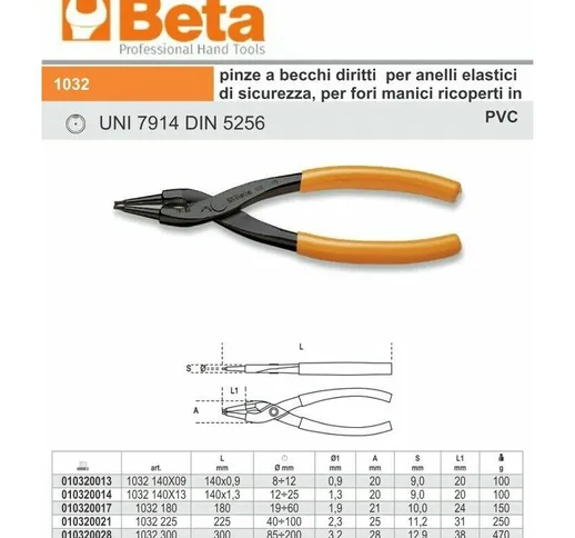  - pinza a becchi dritti per anelli elastici - 1032-180