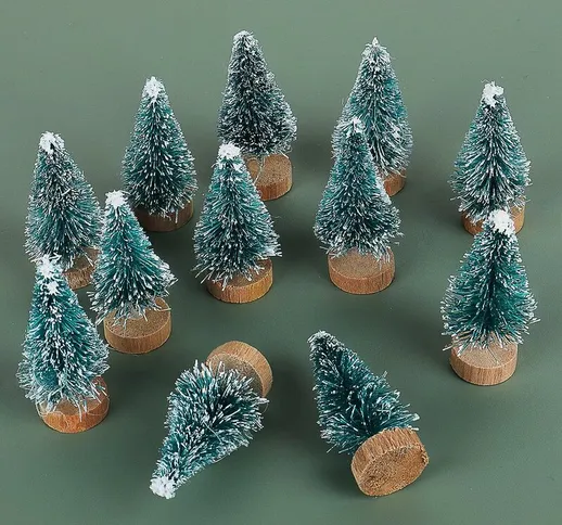 12 pennelli per bottiglie di albero di Natale, piccoli alberi di Natale, decorazioni artig...