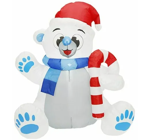 1.2m Led Gonfiabile Decorazione Di Natale Orso Polare Con Cappello Da Babbo Natale Gonfiab...