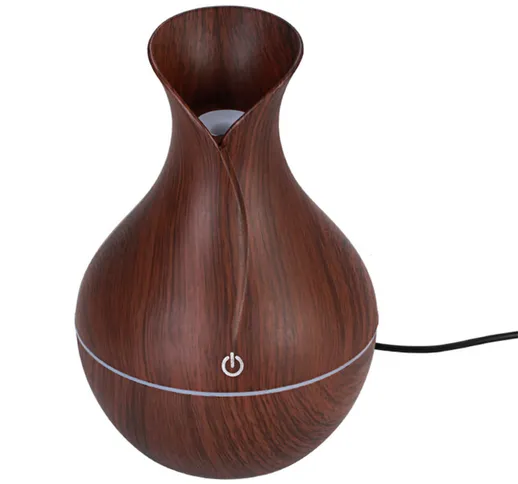 Asupermall - 130ml ultrasuoni Aroma diffusore creativo Vaso di legno mini Muto USB umidifi...