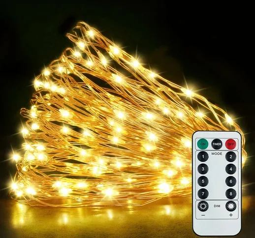 Colnk - 150 led] Gritin led lucine albero di Natale, micro lucine ricaricabili usb 15M all...