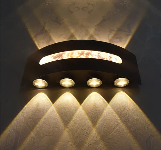 Applique da parete per interni a LED da 15 W, lampada da parete nera con lamina d'oro bian...