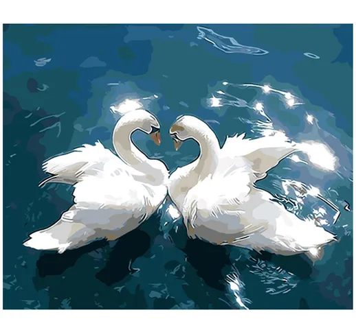 Asupermall - 16 x 20 pollici pittura a olio fai da te su tela pittura per numero kit Swan...