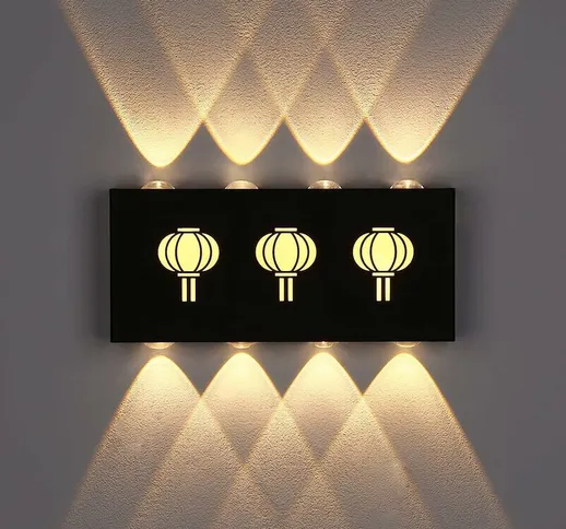 Applique da parete a LED rettangolare per interni da 18 W, illuminazione da parete nera co...