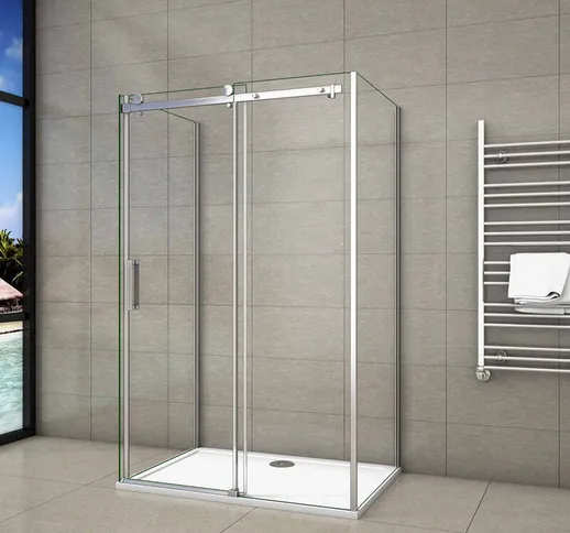 195 cm Box Doccia a Tre Lati Porta Scorrevole con Doppia Parete Laterale 120x70x70 cm Cris...