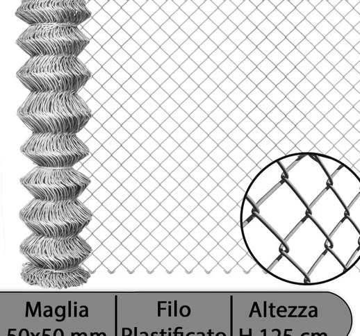 Nextradeitalia - 1PZ rete per recinzione zincata altezza h 125 cm maglia sciolta 50X50 mm...