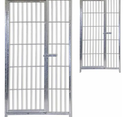 2 pannelli con porta in acciaio zincato a caldo per recinti per cani ciascuno da 100 cm x...
