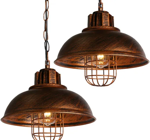 Wottes - 2 pcs lampada a sospensione decorazione domestica interna E27 retro industriale p...