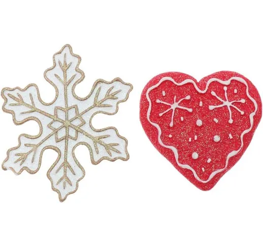 2 pezzi di Natale in resina pupazzo di neve albero di Natale magnete da frigo Fiocco di ne...