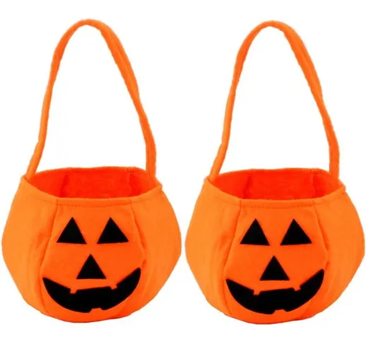 2 pezzi di sacchetti di caramelle alla zucca di Halloween per bambini, dolcetto o scherzet...