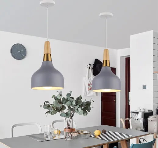 2 Pezzi Lampada a Sospensione Moderna Ø15CM, Lampadari a Sospensione industriale (Grigio)...