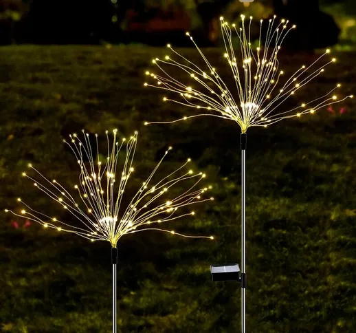 Briday - [2 pezzi] Luci solari da giardino, luci per fuochi d'artificio, 150 LED 8 modalit...