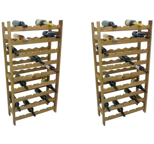 2 pezzi porta bottiglie cantinetta in legno marrone 54 posti per vino cantina enoteca bar...