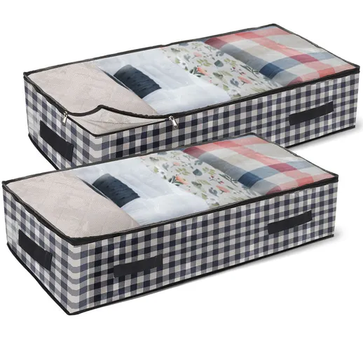 2 pezzi scatola portaoggetti pieghevole sotto il letto porta abiti borsa organizzatore con...
